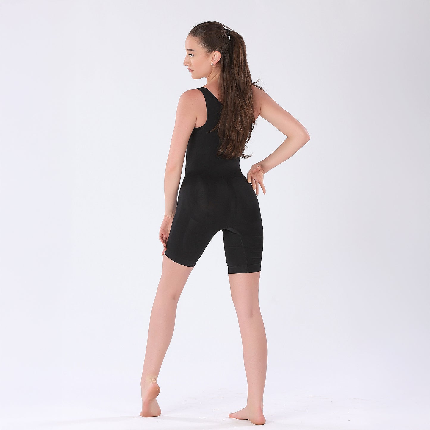 Body Modelator cu boxeri, Open Bust cu bretele supradimensionate cu efect Push-Up