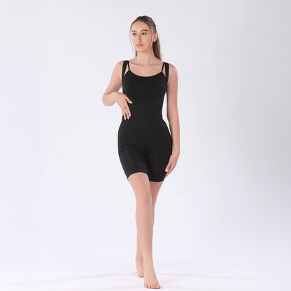 Body Modelator cu boxeri, Open Bust cu bretele supradimensionate cu efect Push-Up